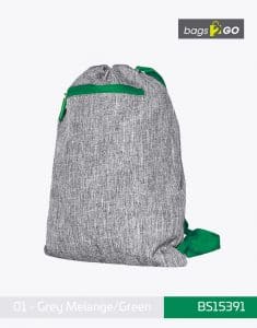 Gymsac Miami PP Turnbeutel Grey Melange Green bags2go BS15391