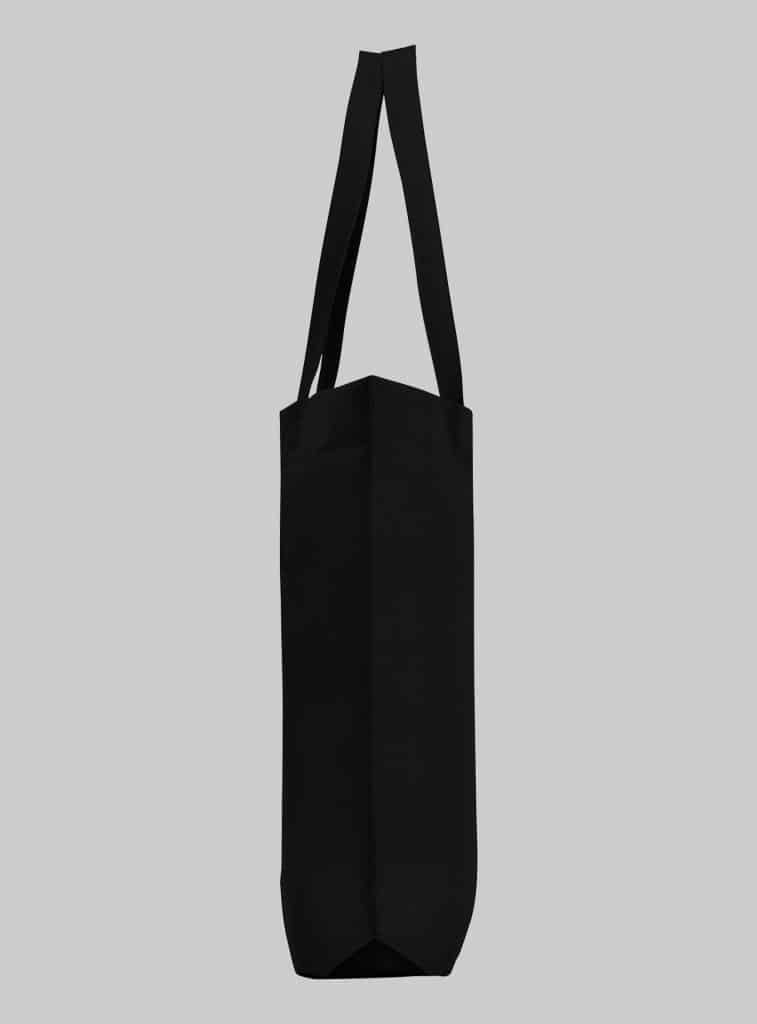 Einkaufstasche im Querformat Schwarz Seitenansicht 44 x 35 x 10 cm