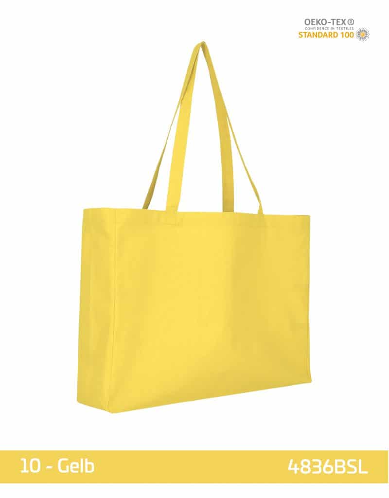 baumwoll shopper gelb lange henkel 48x36 cm